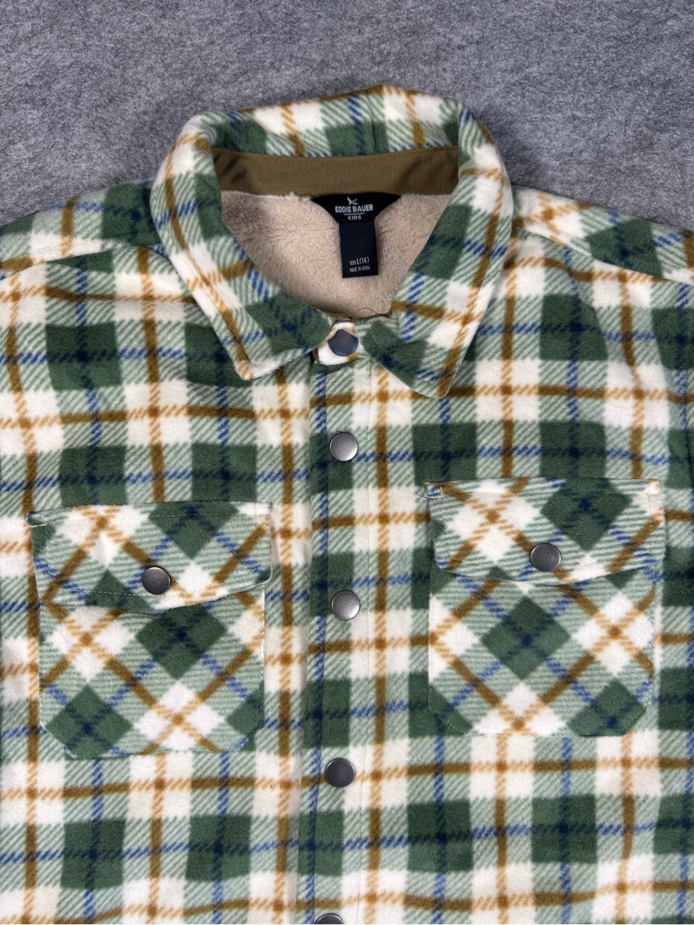 Eddie Bauer Kids Large Fleece Shacket Jacket Button Up Shirt Coat
